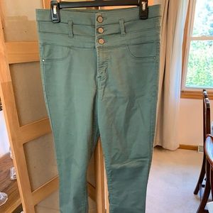 Super High Waist Olive Skinny Jean